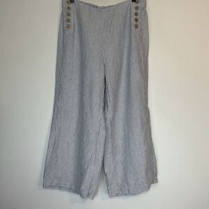 J. Jill Stripe Wide Leg Linen Pant S Petite
